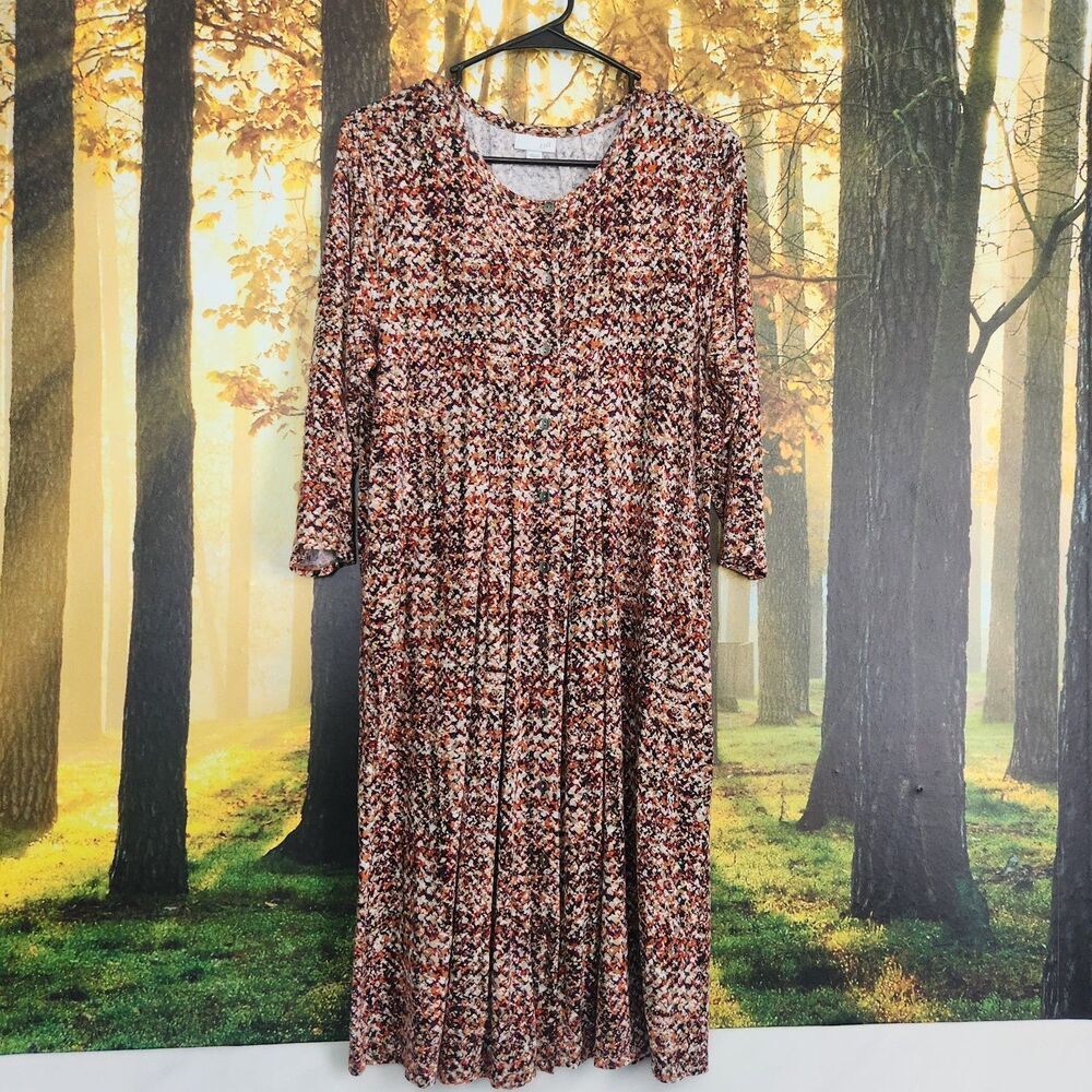 J. Jill Dress Womens Medium Jersey Knit Fall Casual With Pockets Midi